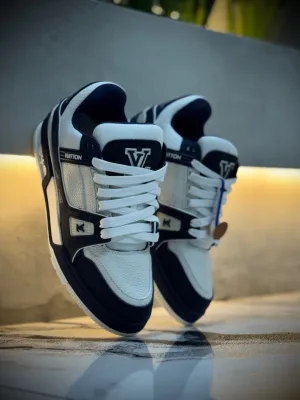 Tenis Louis Vuitton turcos blancos con azul