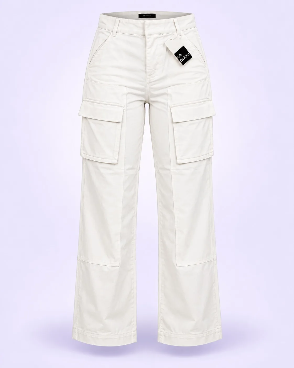 Pantalón tipo cargo en satin La Bijou blanco