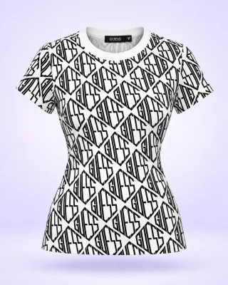 Camiseta Guess 1.1 Premium blanca con negro